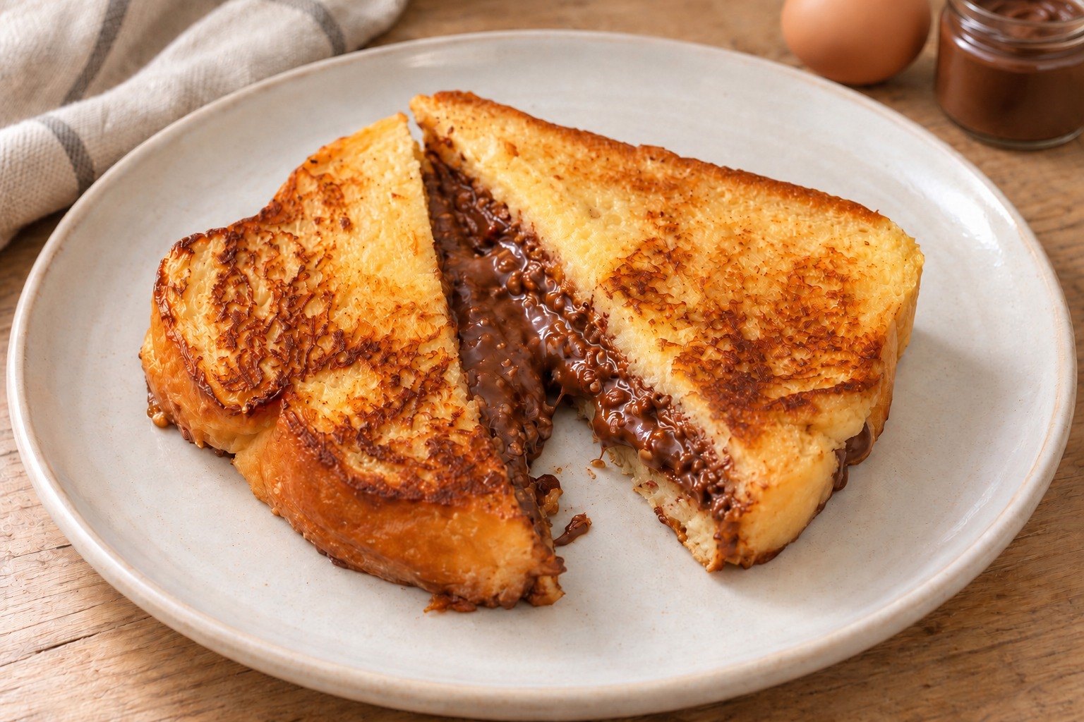 Crispy chocolate spread brioche French toast
