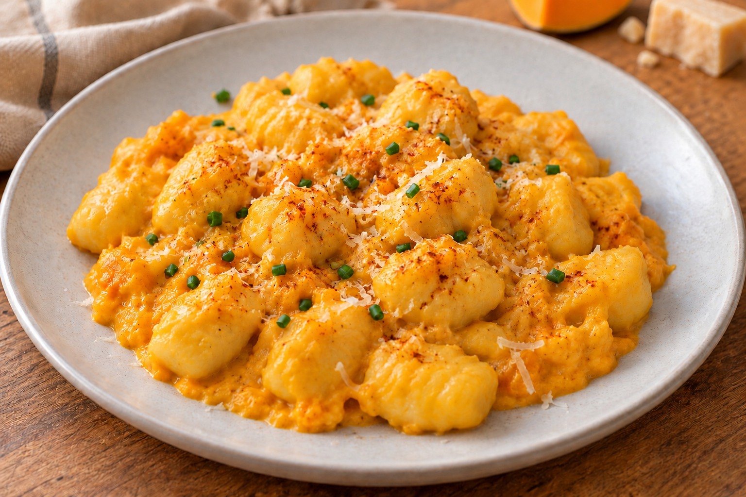 Creamy red kuri squash gnocchi
