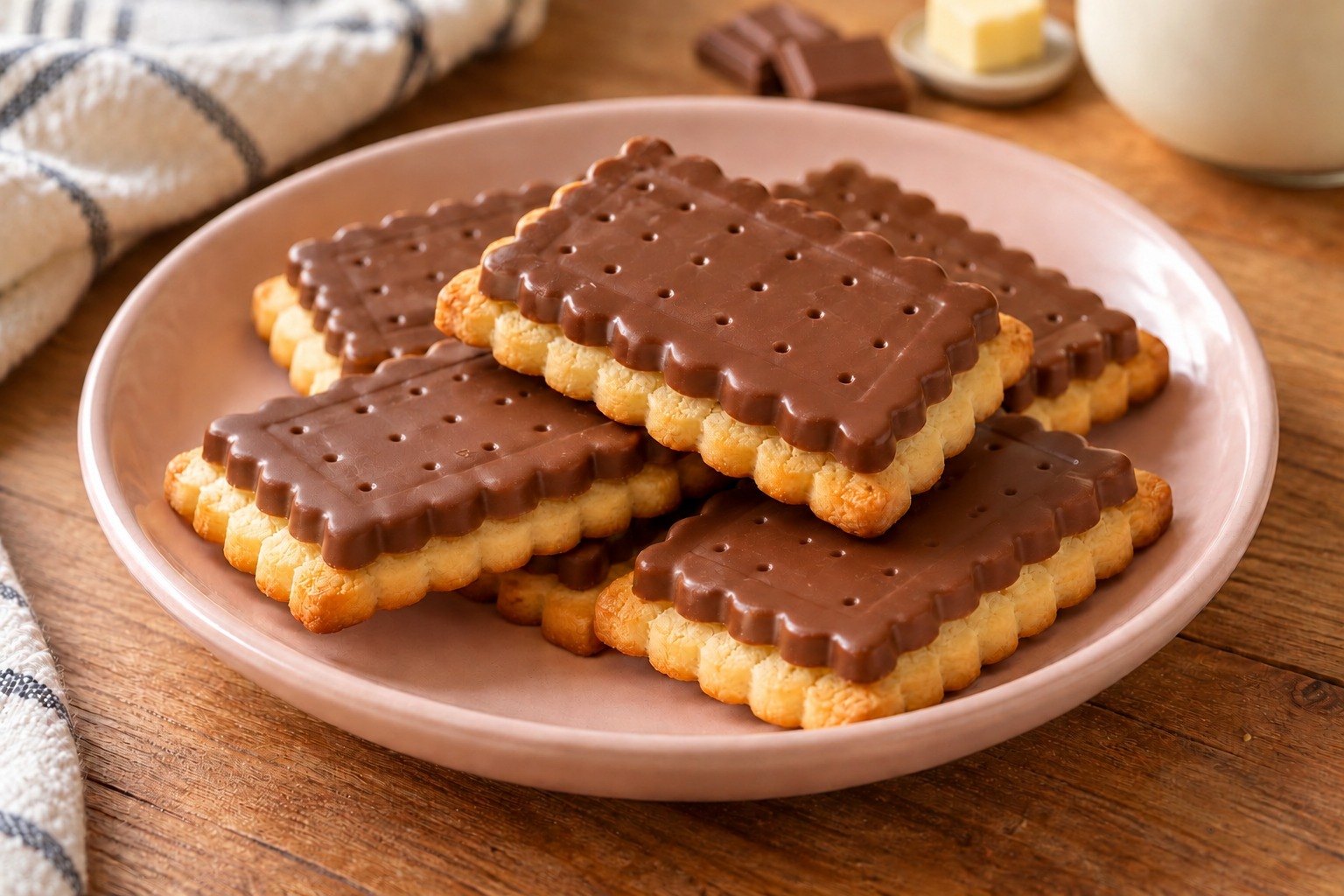 Homemade chocolate-topped biscuits