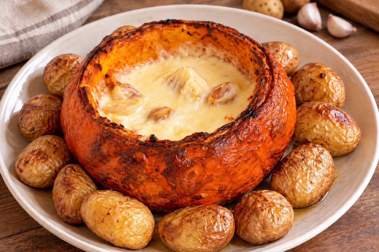 Roast red kuri squash with Mont d’Or