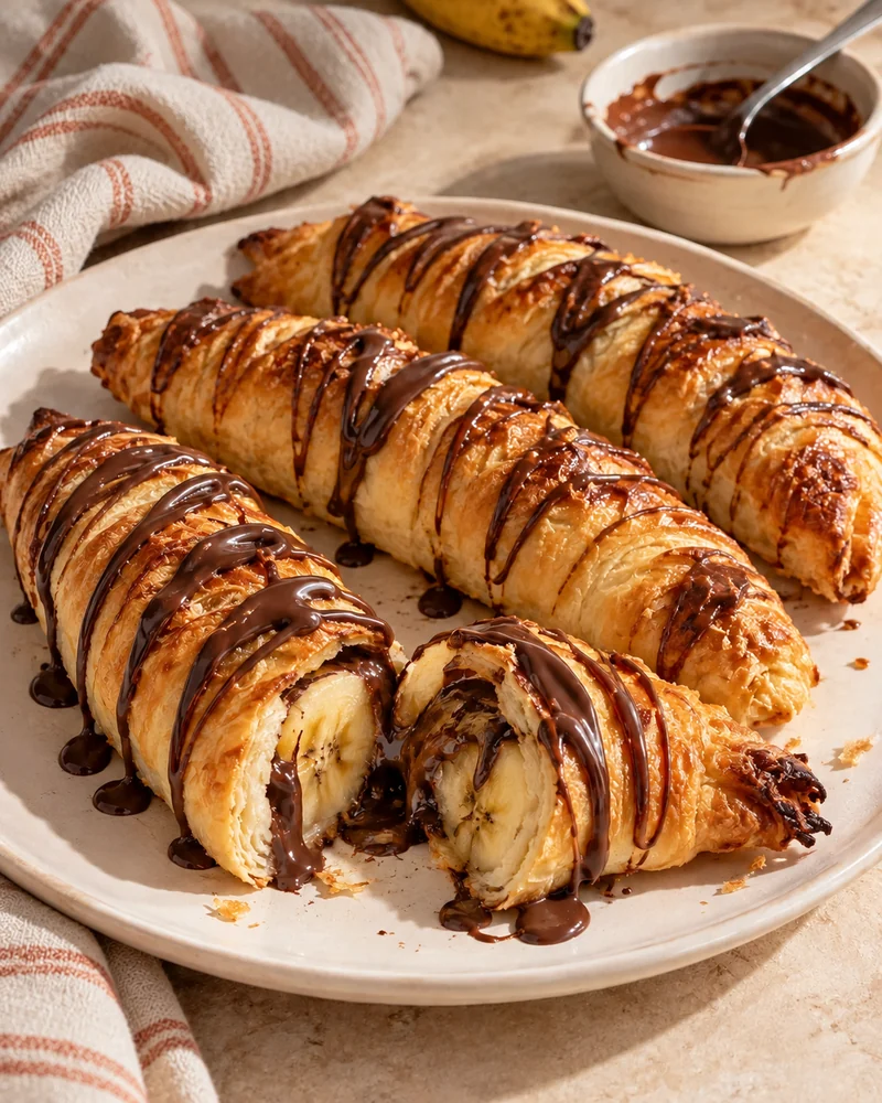 Chocolate banana puff pastries
