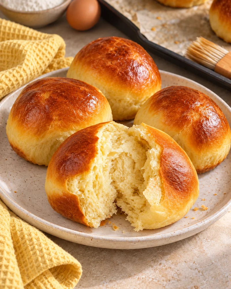 Homemade brioche rolls without a mixer