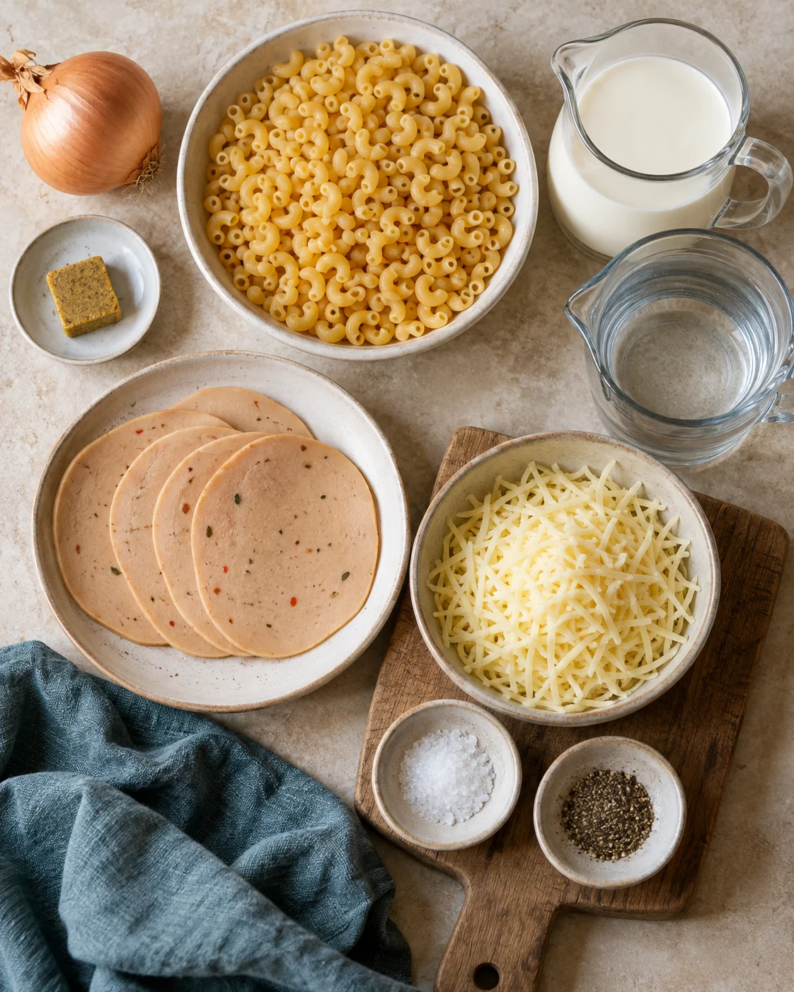 Ingredients for Creamy veggie macaroni