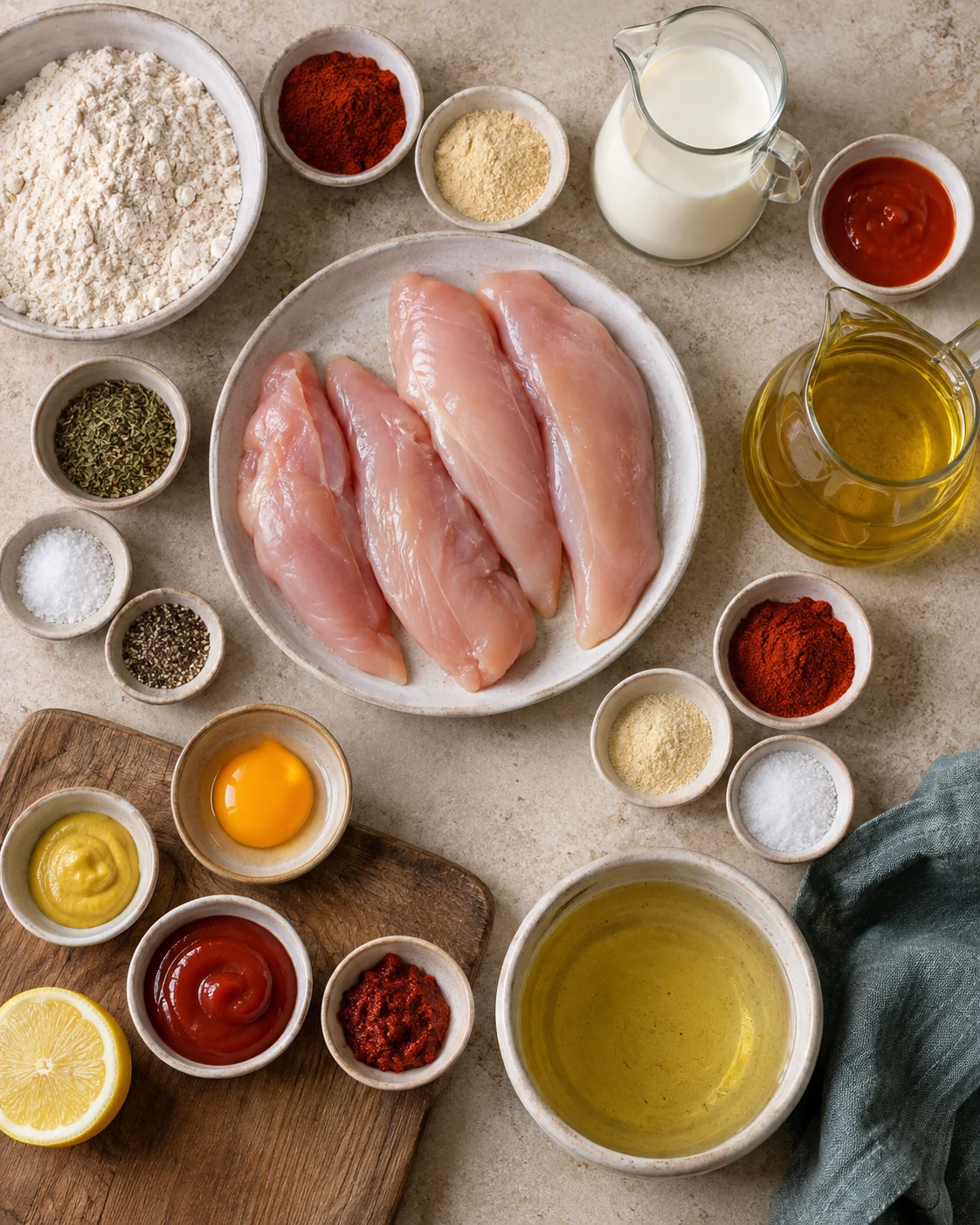 Ingredients for Crispy chicken tenders with samurai sauce