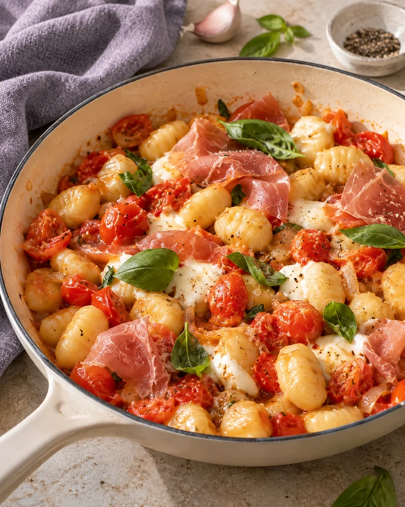Tomato and mozzarella gnocchi