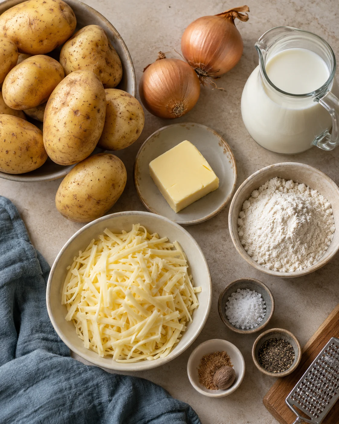 Ingredients for Creamy raclette potato gratin