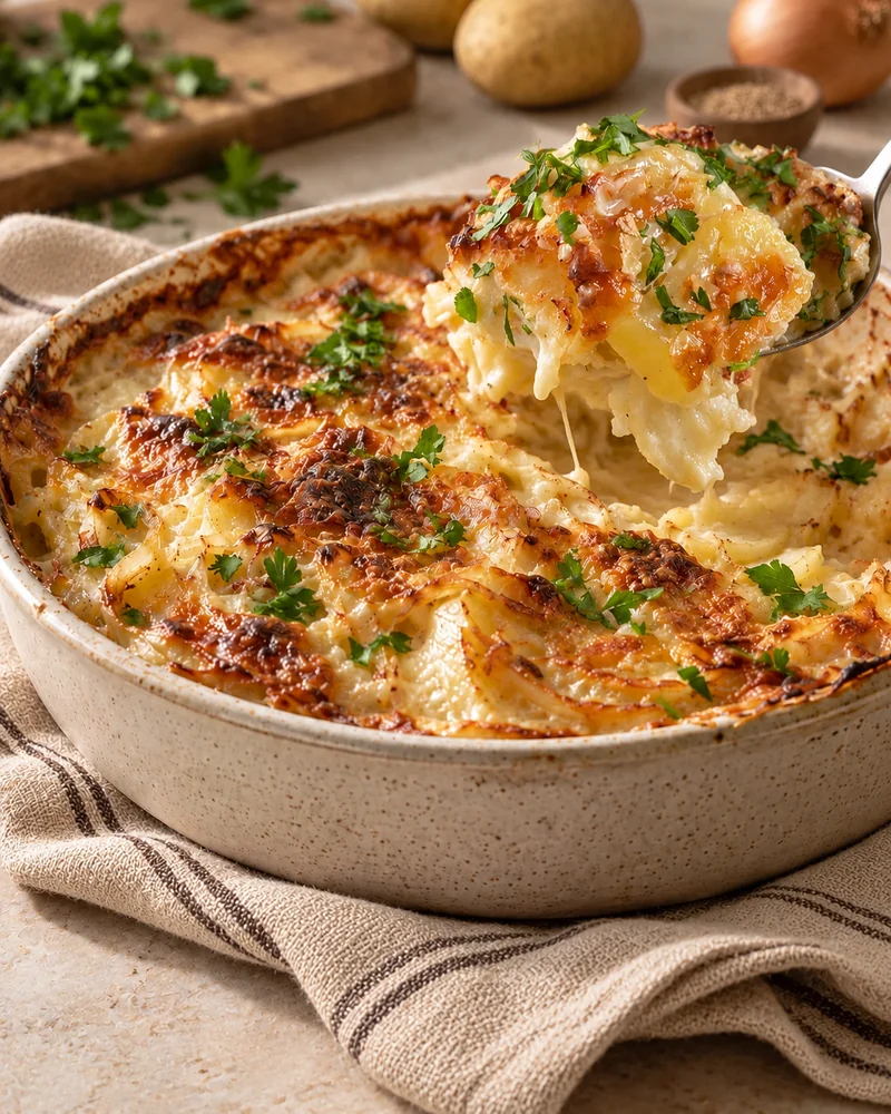 Creamy raclette potato gratin