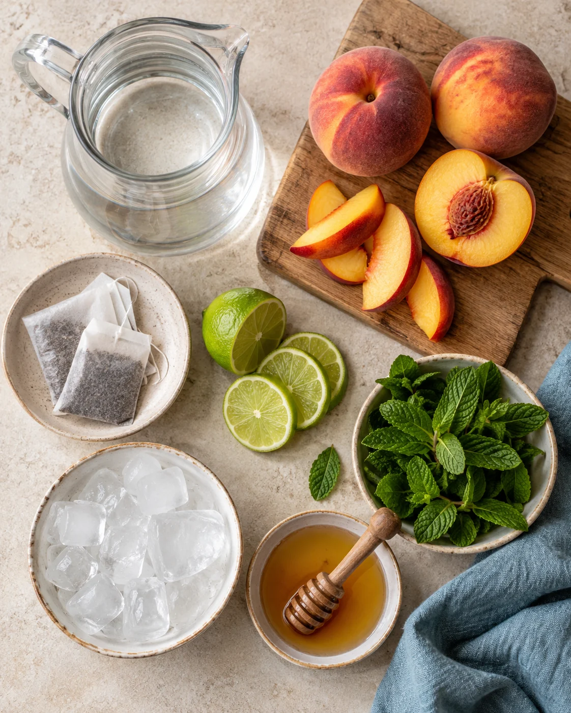Ingredients for Peach iced tea
