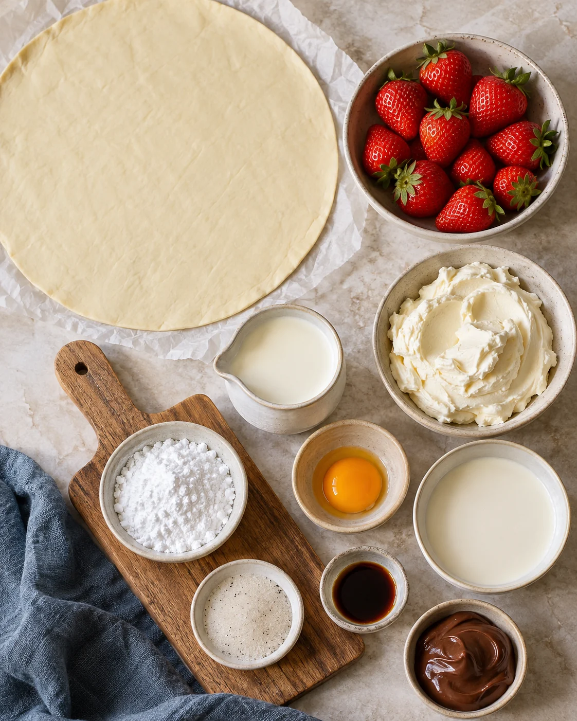 Ingredients for Strawberry cream puff pastries