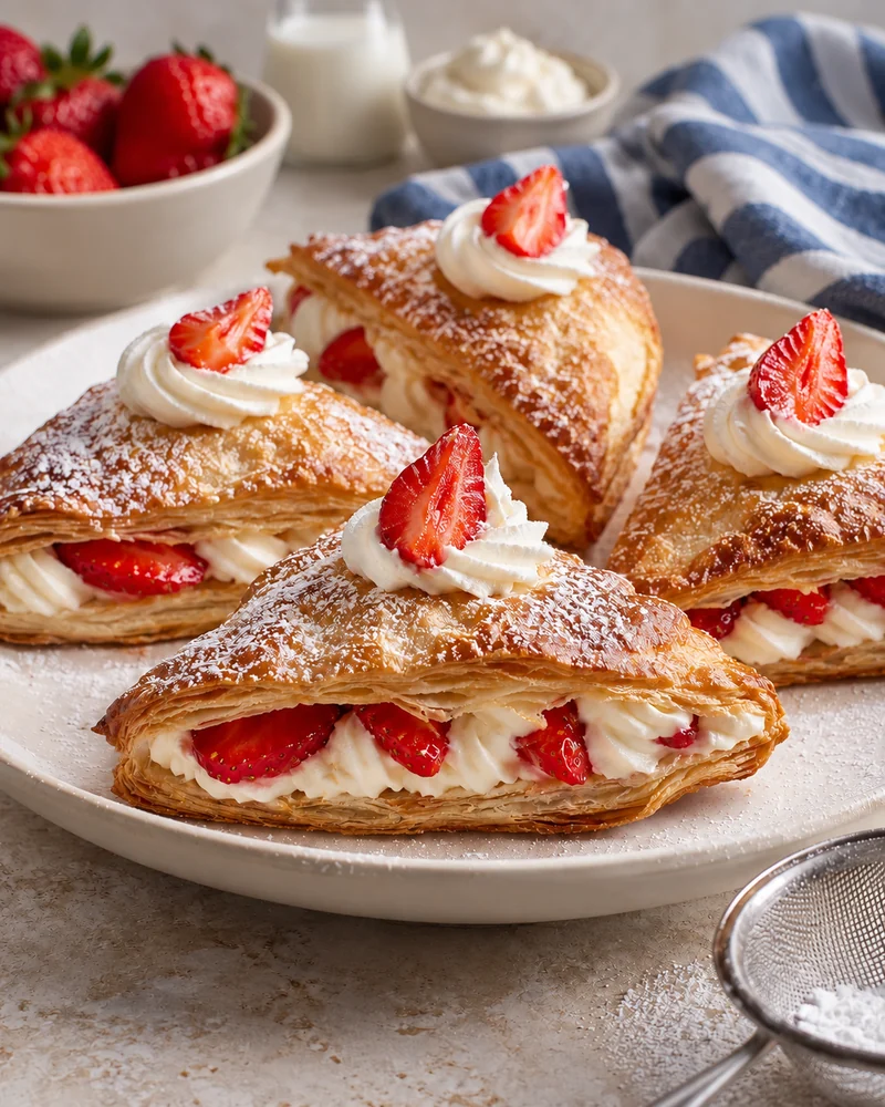 Strawberry cream puff pastries