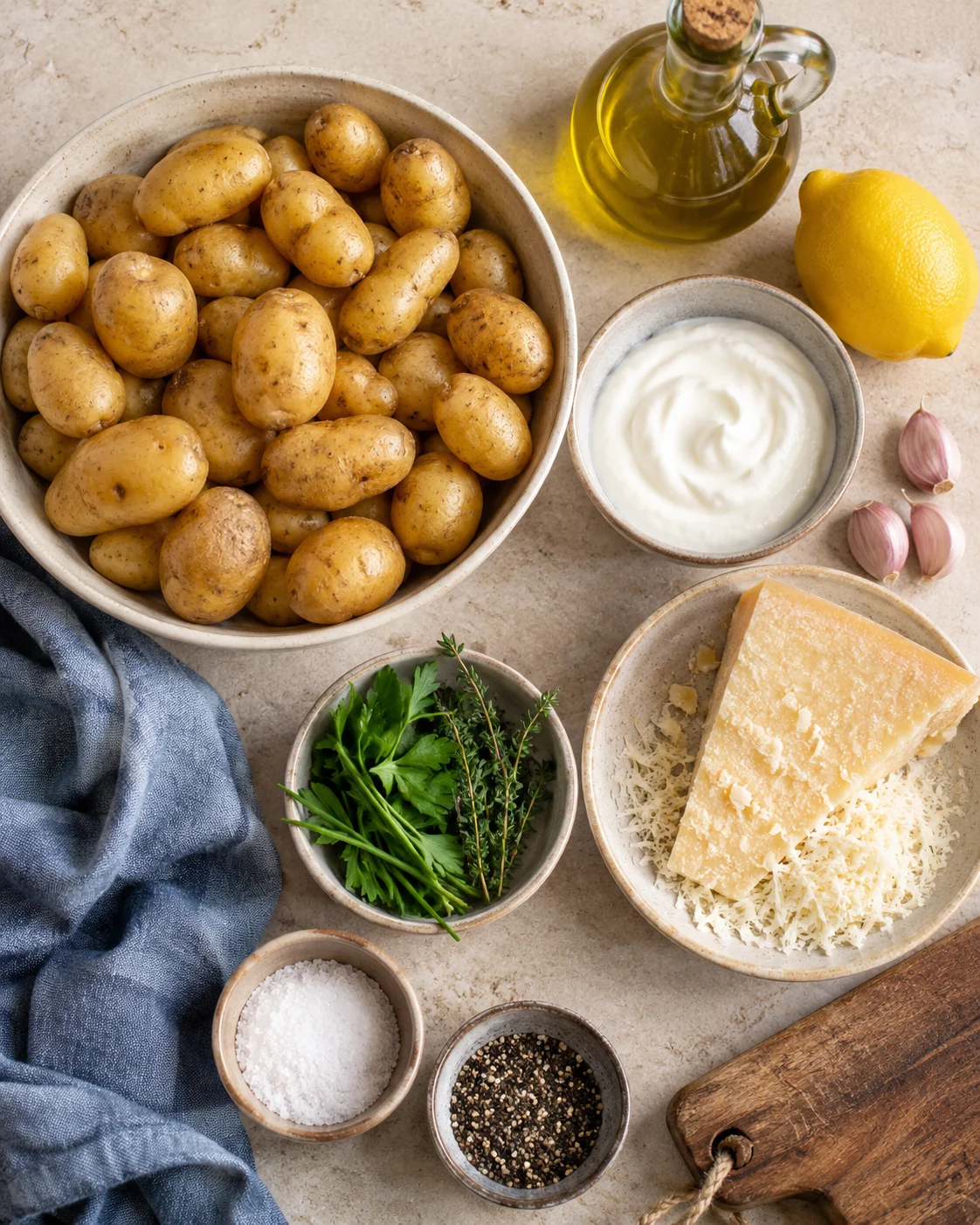Ingredients for Crispy parmesan potatoes