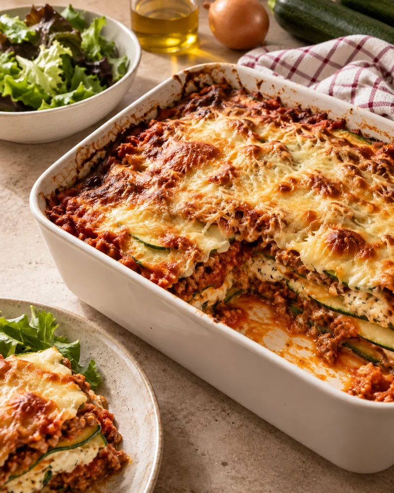 Courgette and meat lasagne