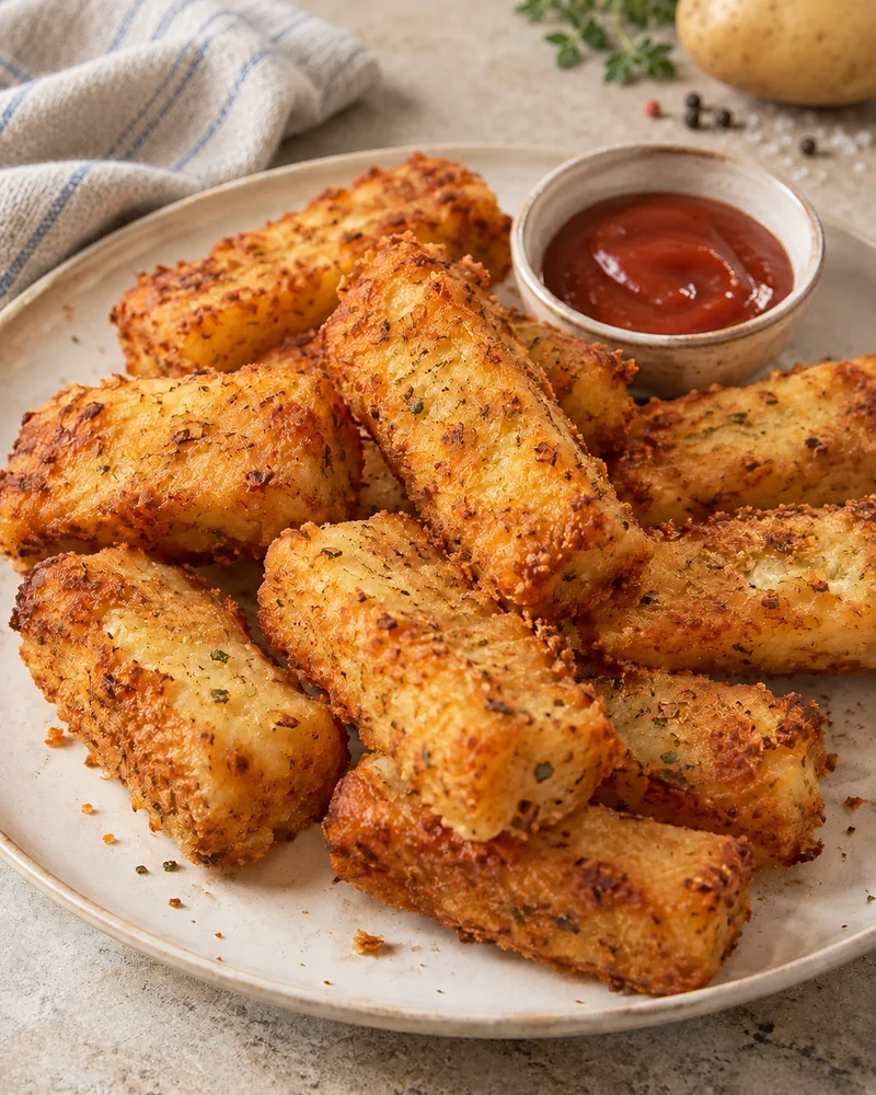 Crispy chicken and potato nuggets