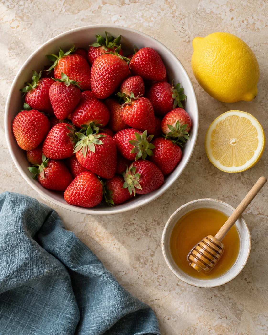 Ingredients for Strawberry and lemon sorbet