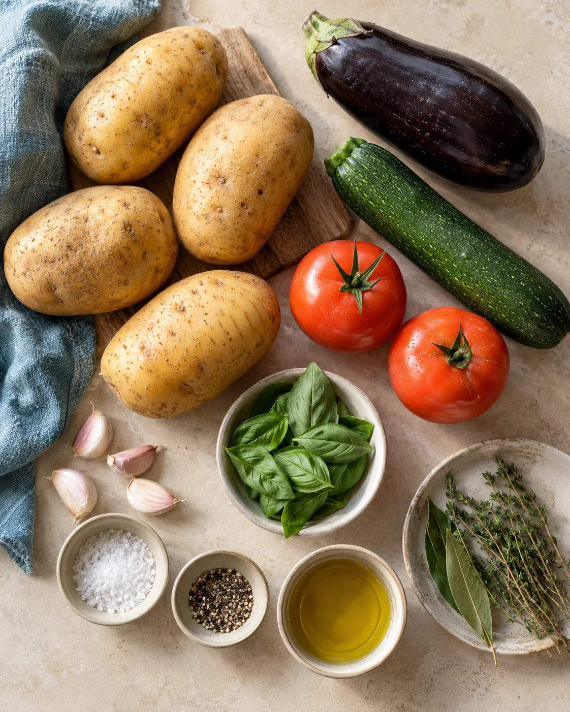 Ingredients for Provençal hasselback potatoes