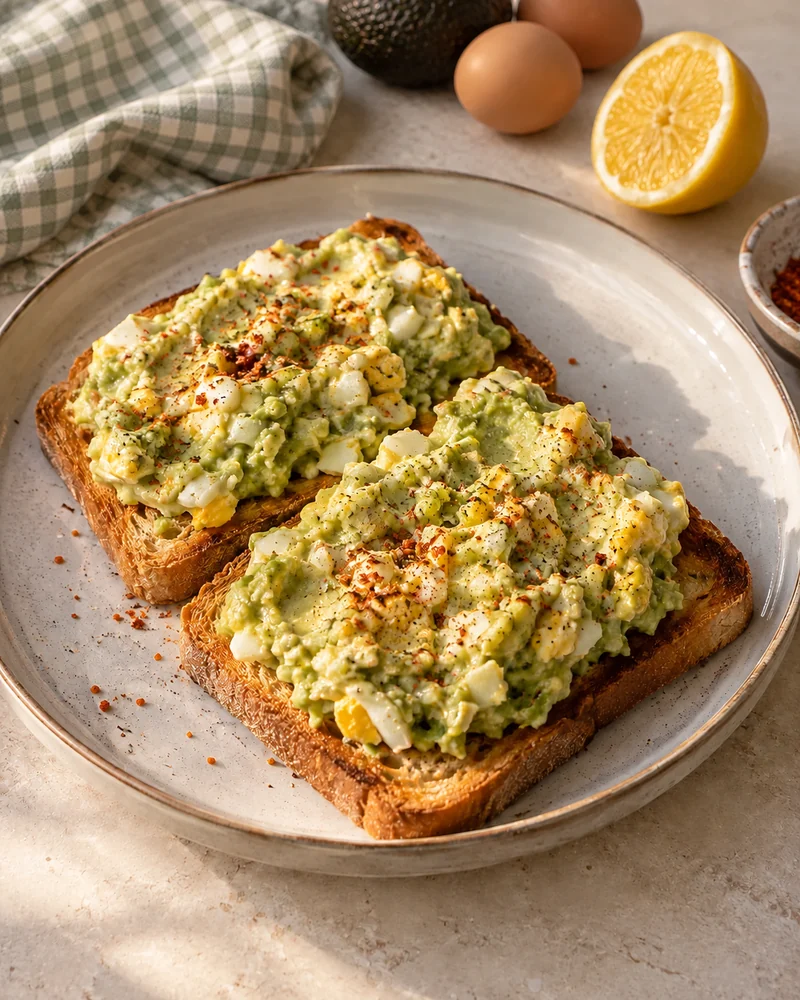 Smashed avocado and egg toast