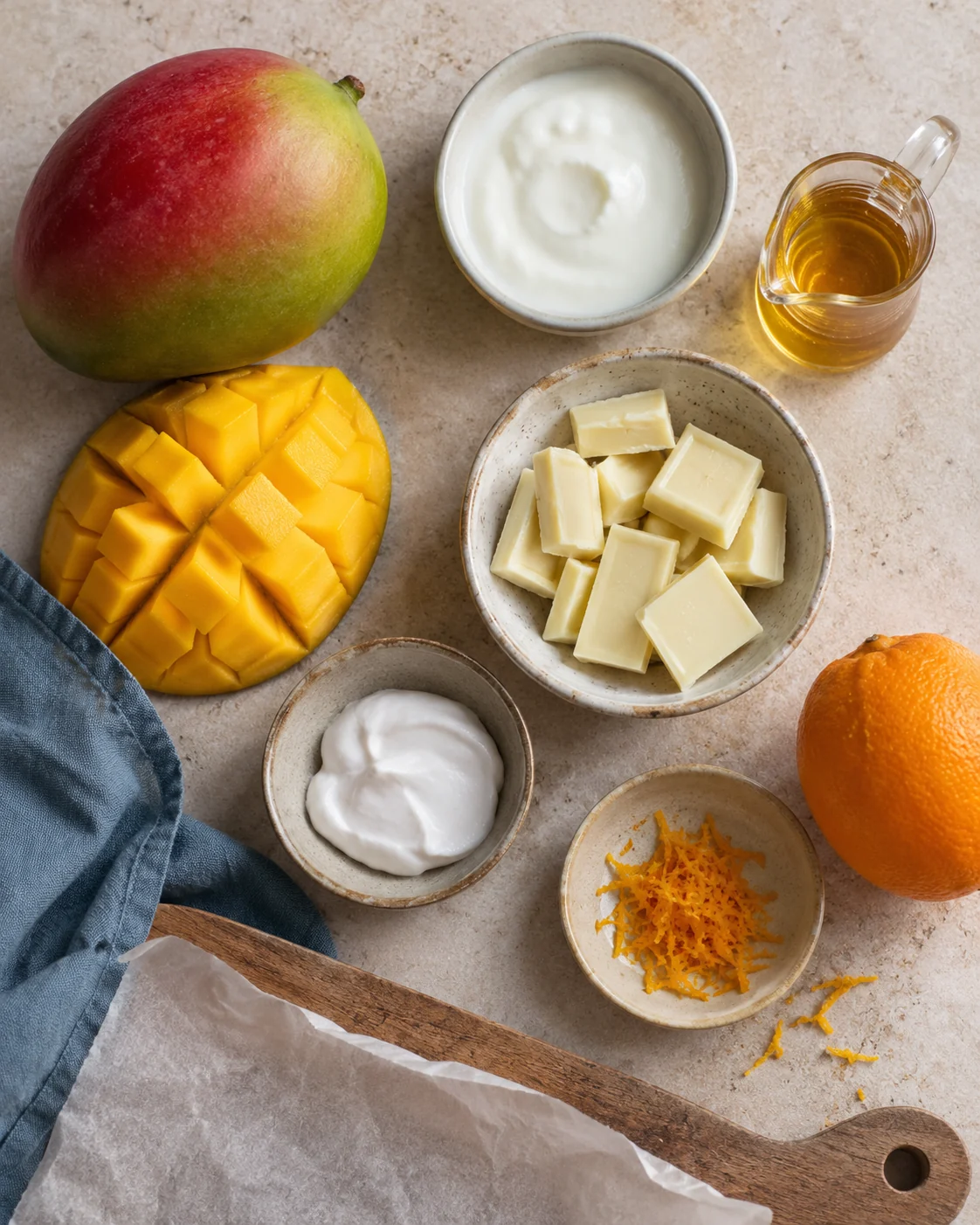 Ingredients for Frozen mango yoghurt bites