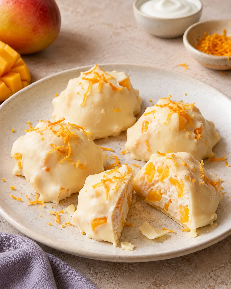 Frozen mango yoghurt bites