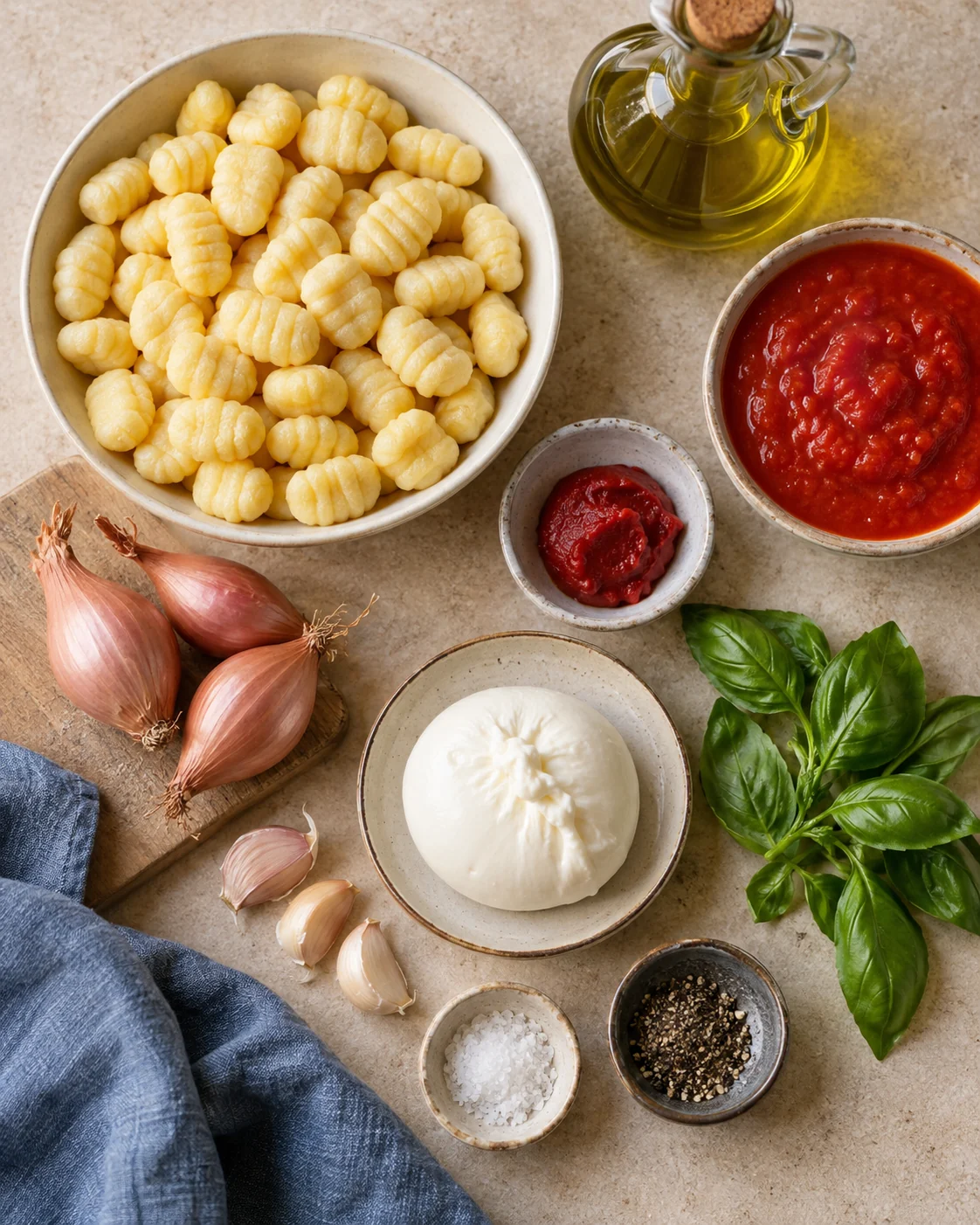 Ingredients for Quick tomato and burrata gnocchi