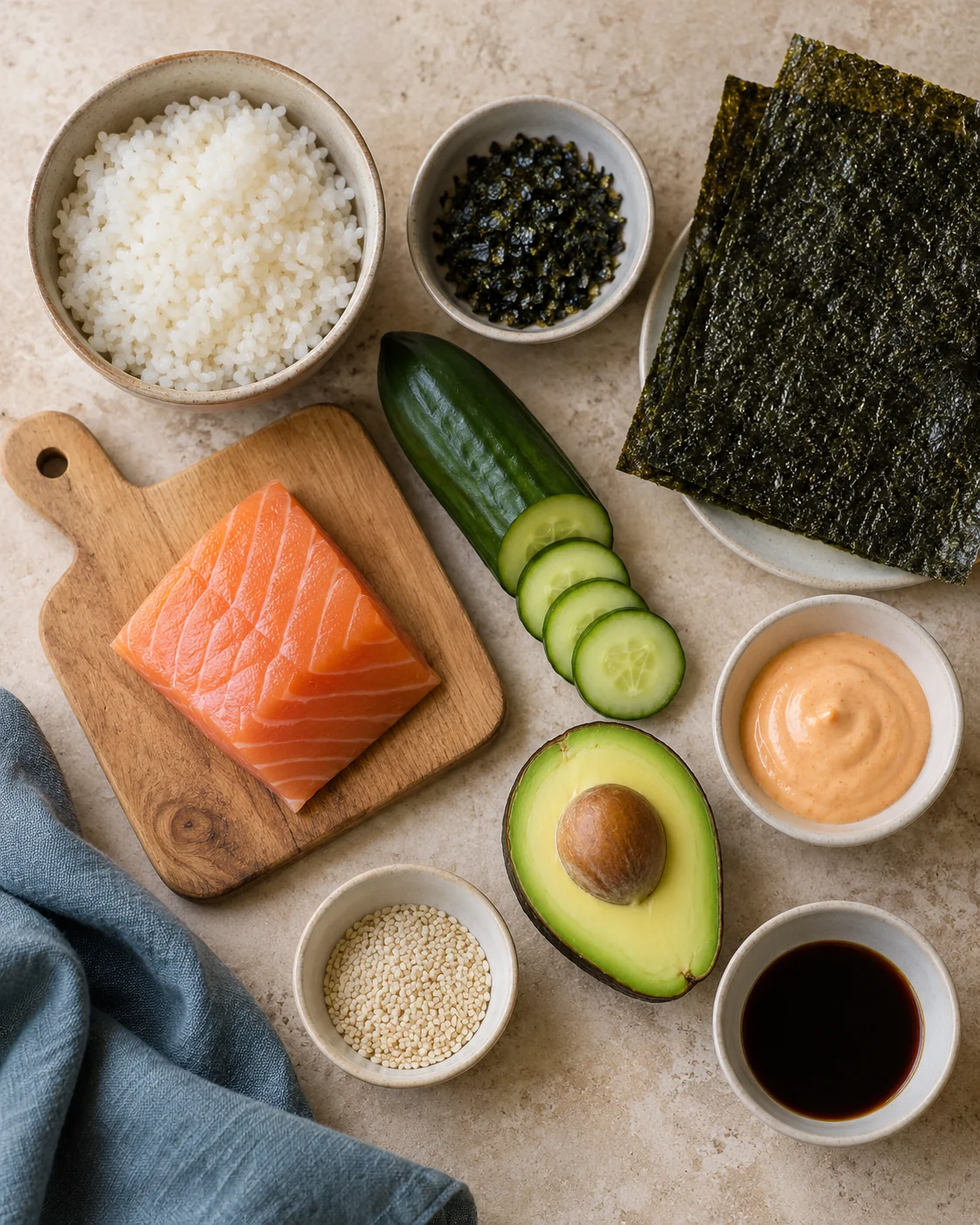 Ingredients for Salmon sushi sandwich