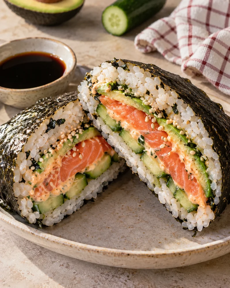 Salmon sushi sandwich