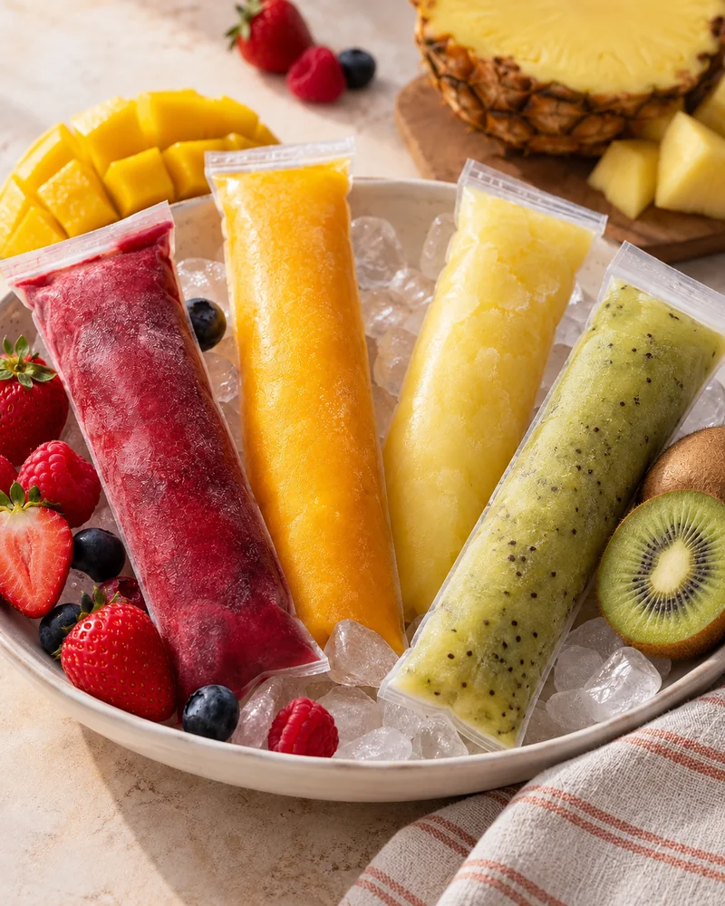 Homemade fruit ice pops