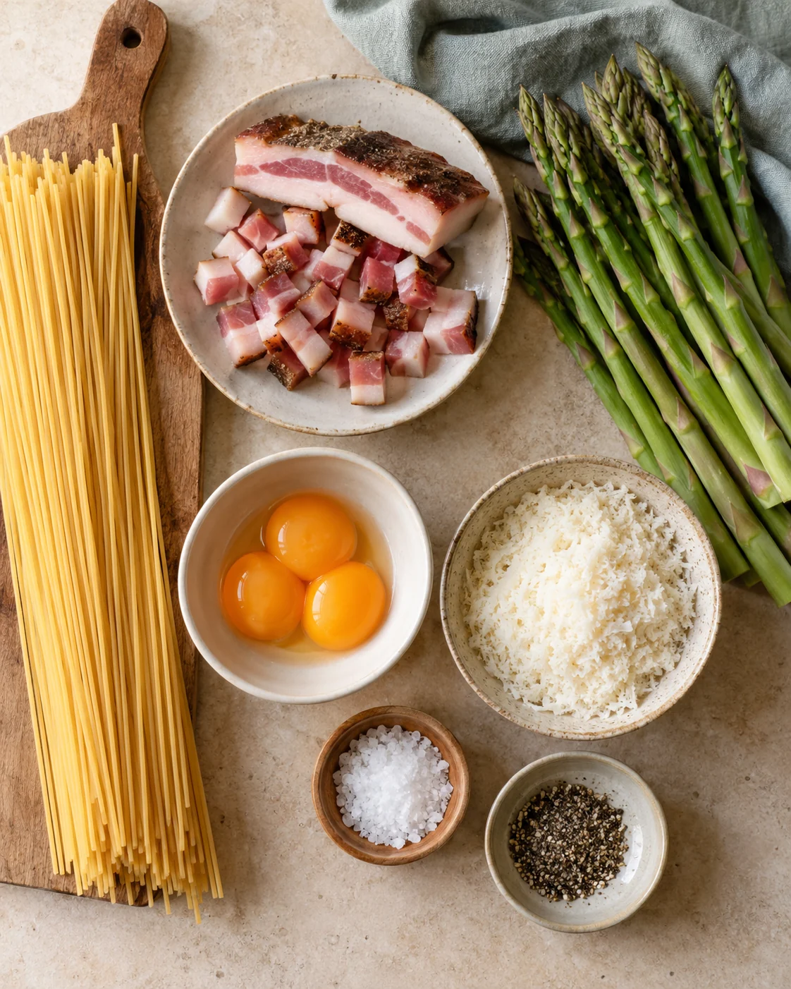 Ingredients for Asparagus carbonara