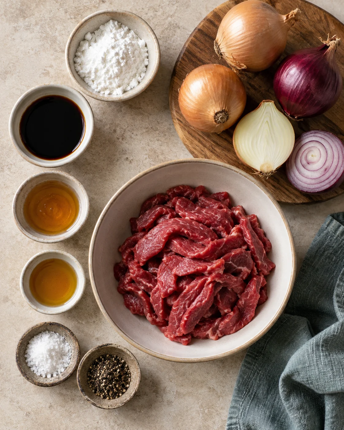 Ingredients for Beef and onions