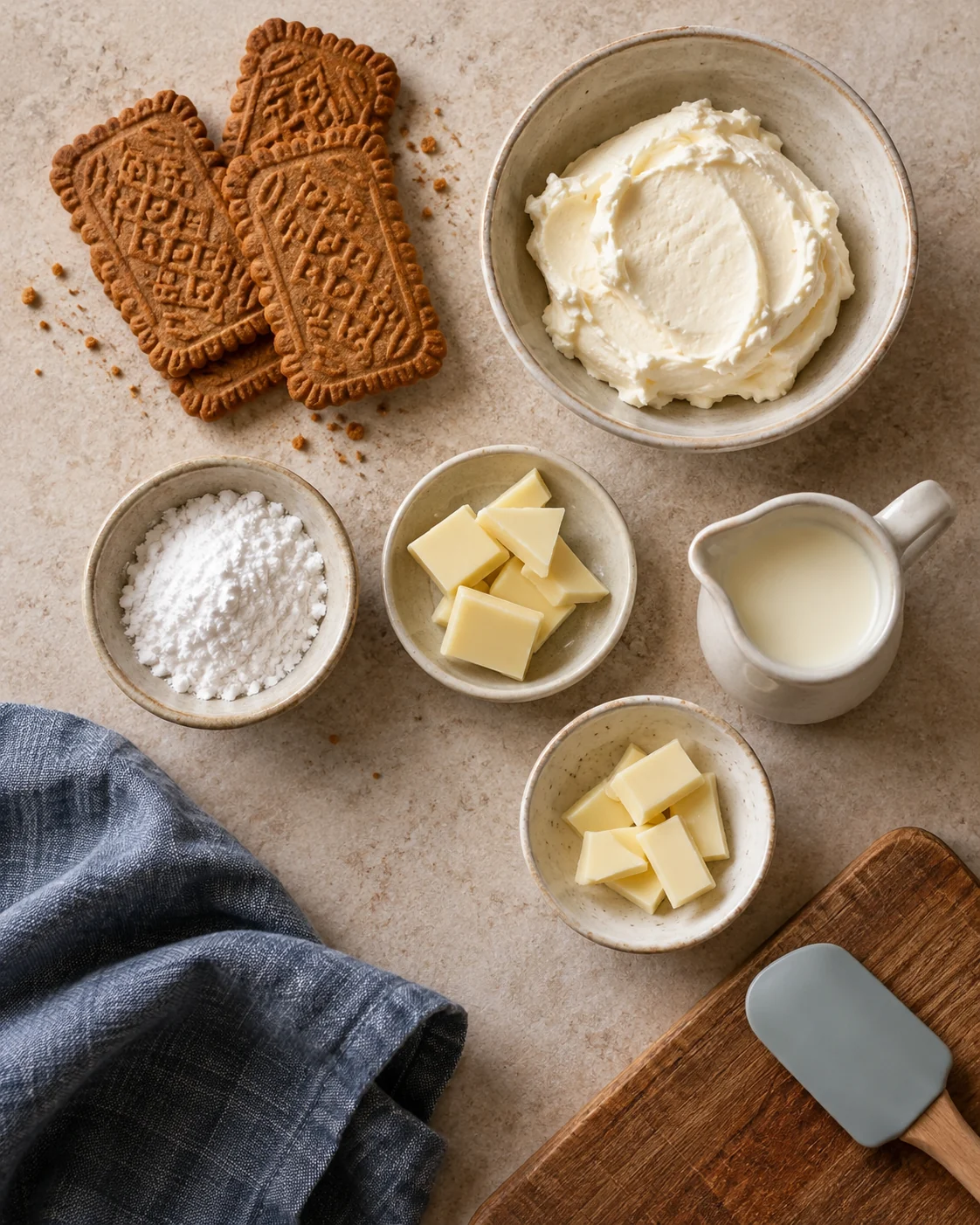 Ingredients for No-bake white chocolate cheesecake bowl