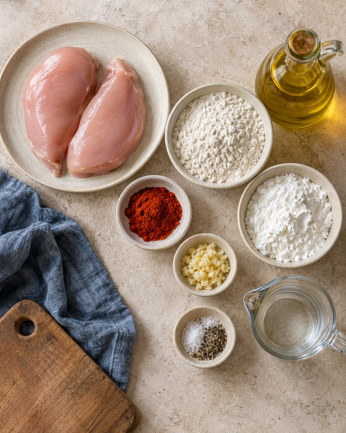 Ingredients for Homemade McNuggets-style chicken bites