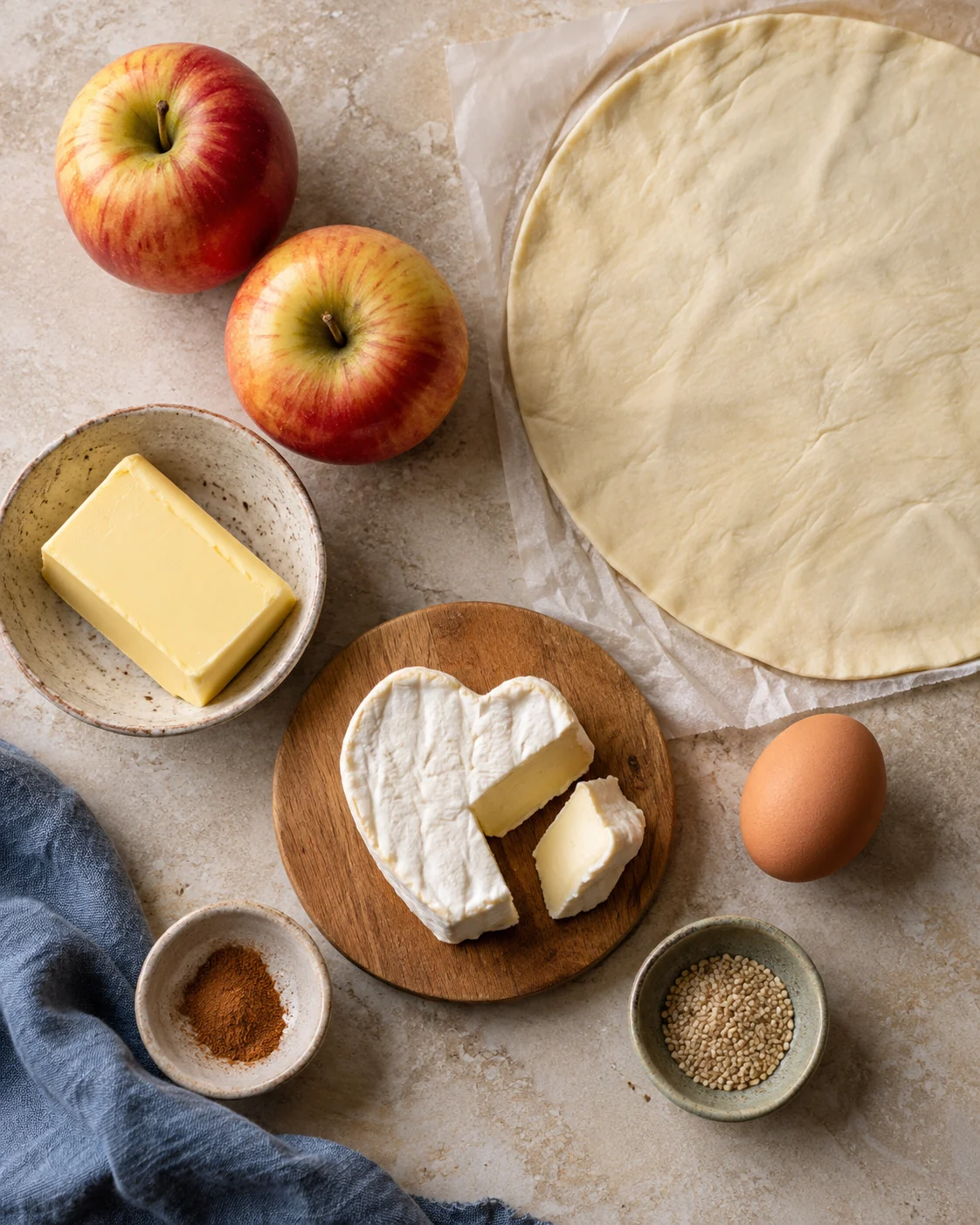 Ingredients for Apple and Neufchâtel turnovers