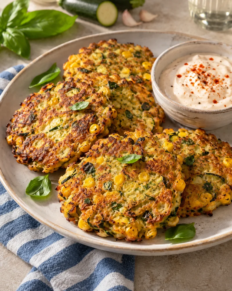 Courgette and sweetcorn fritters