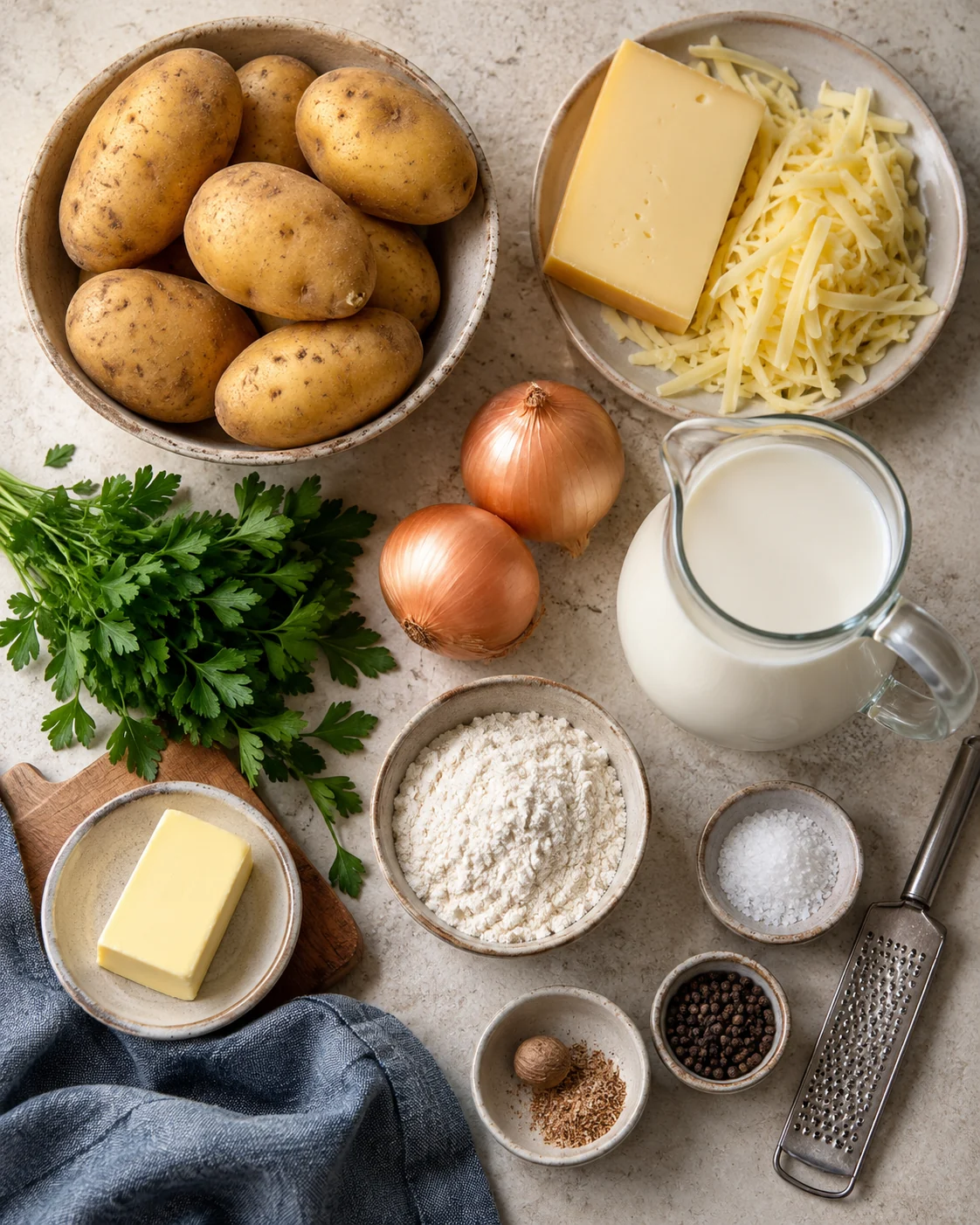Ingredients for Potato and raclette bake