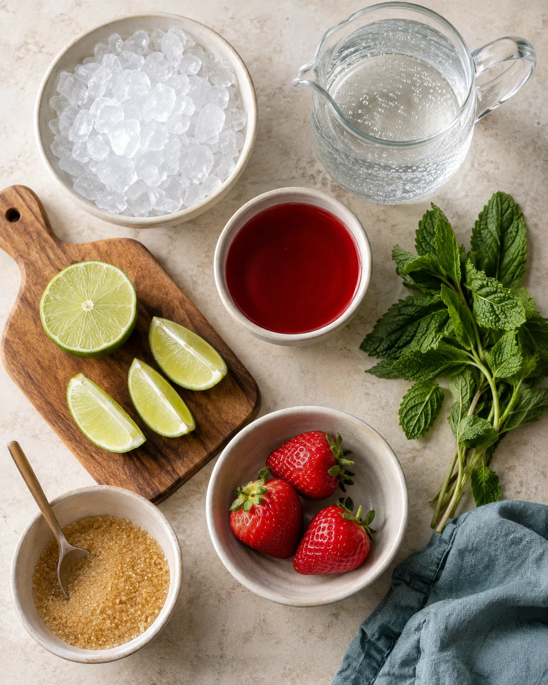 Ingredients for Alcohol-free strawberry mojito