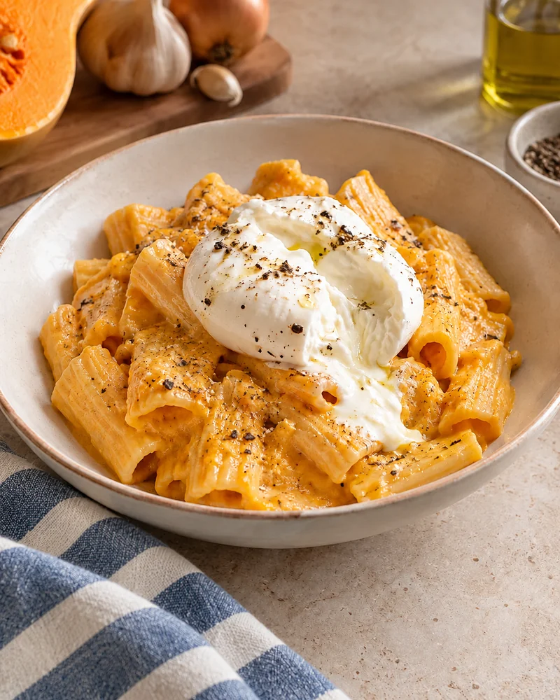 Butternut squash and burrata pasta