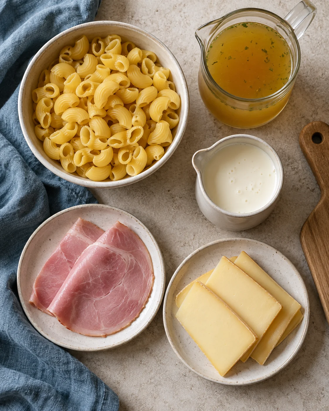 Ingredients for One-pan raclette pasta