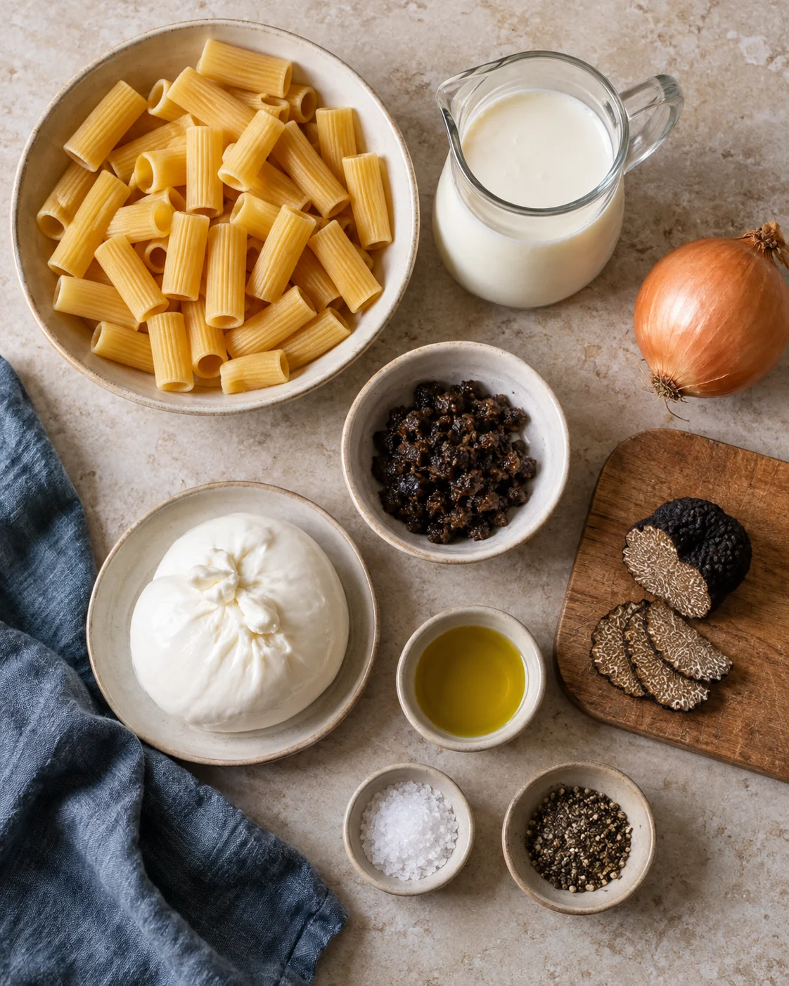 Ingredients for Truffle and burrata pasta